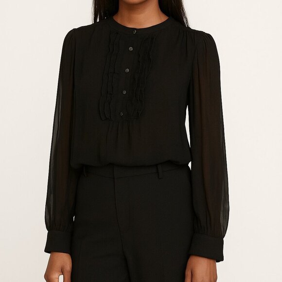 Aritzia Tops - Aritzia Little Moon Black Semi Sheer Blouse Sz M